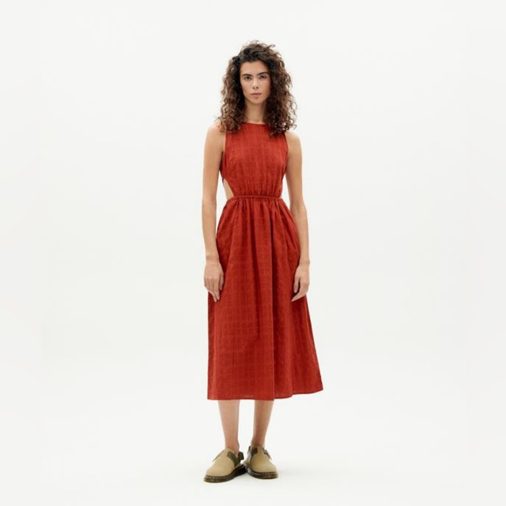 THINKING MU Dress Kin Checkered Red XS